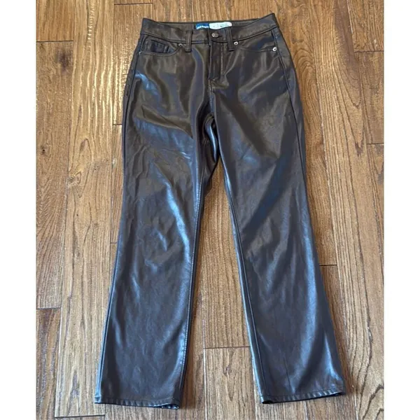 Old Navy high rise bootcut brown faux leather pants 0 - Image 13