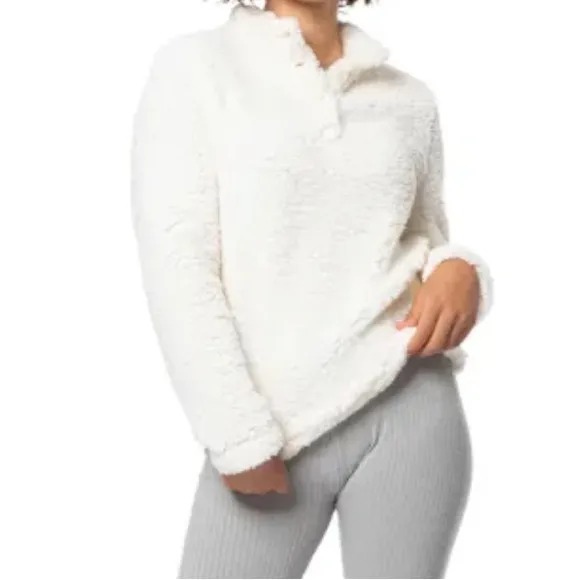 White Sherpa Fleece Pullover (S) - Image 2