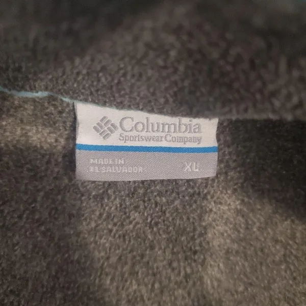 Columbia fleece pullover in gray and light blue 1/4 snap button size XL… - Image 2