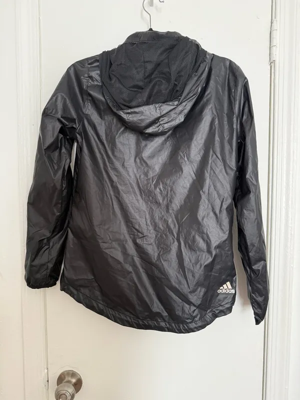 Adidas Black Windbreaker Jacket Zip-Up - Image 3