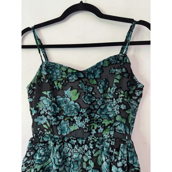 NWOT Lulus Green Black Minka Floral Burnout Velvet Maxi Dress Sweetheart Size XS - Image 5