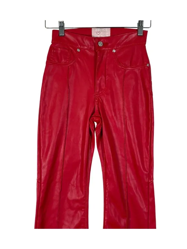 REVICE Red Faux Leather Bootcut Pants Size 24 - Image 5
