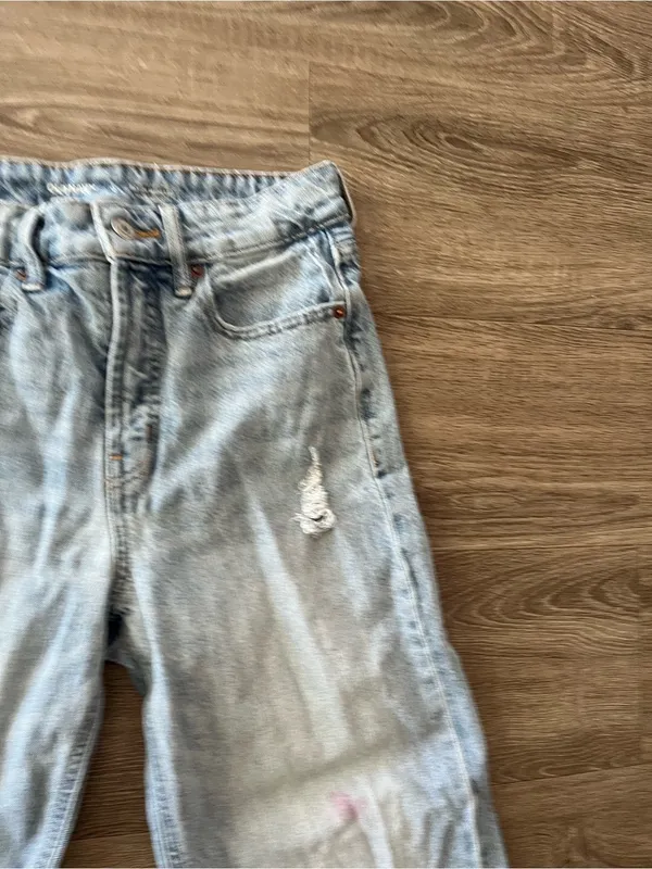 Old Navy Sky Hi Jeans Women’s 0 Light Wash Extra High Rise Distressed Wide Leg - Image 5