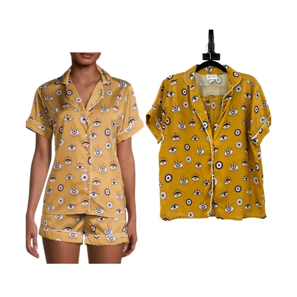Averie Amara Evil Eye Satin Short Pajama Set Bronze Gold Size Medium - Image 2