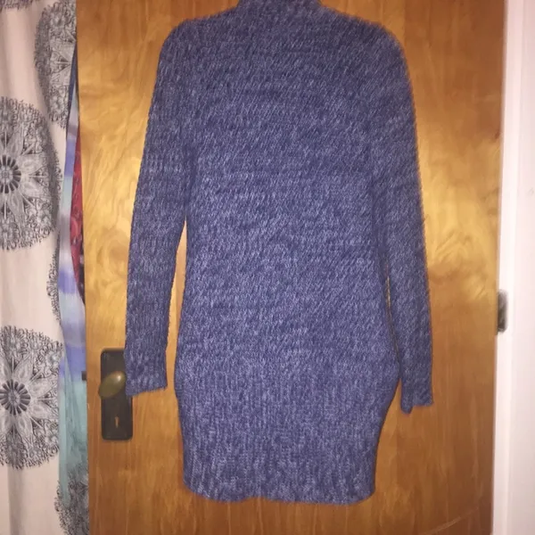 Heathered Blue Derek Heart Open Front Cardigan Size Medium - Image 7