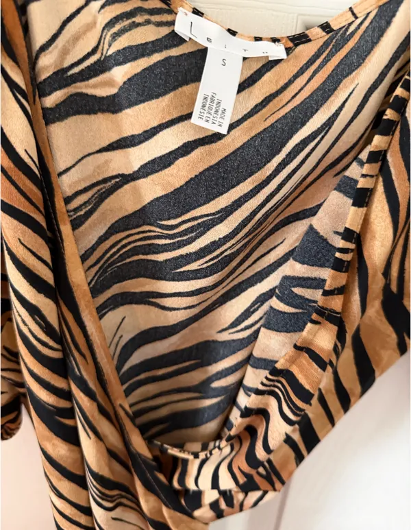 Animal print wrap dress Orange - Image 3