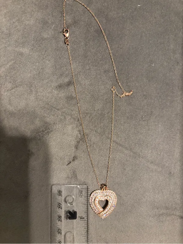 Rose Gold Plated Sterling Silver Baguette Cz Heart Necklace 18” - Image 8