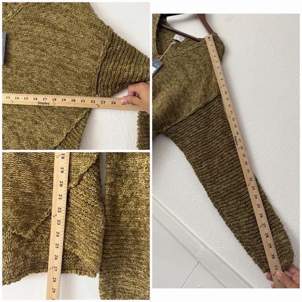 Universal Threads L Women’s Olive Marled 100% Cotton V-Neck Knit Sweater - Image 8