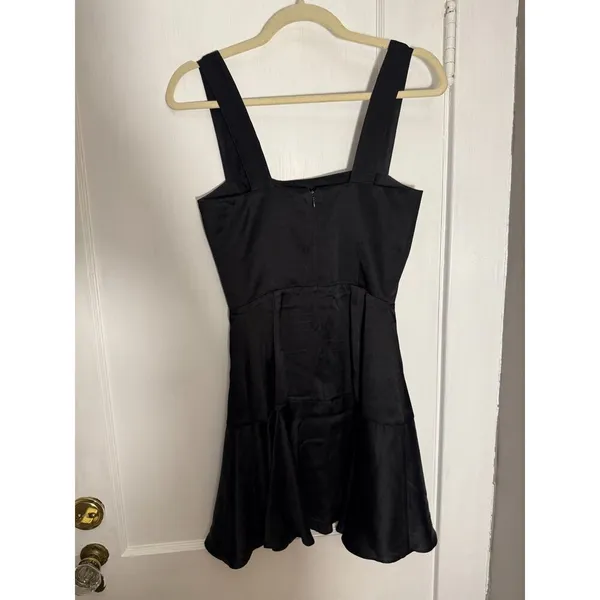 Amanda Uprichard Amelyn 100% Silk Flounce Hem Black Cocktail Dress - Image 3
