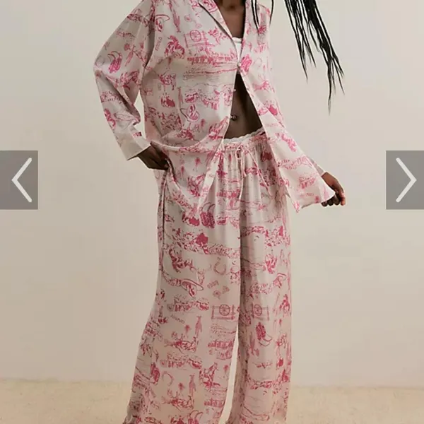 Free people Dreamy Days Pajama Set pink + white western cowgirl theme sz xs #loungewear #cozy #sleepwear #y2k - Image 2