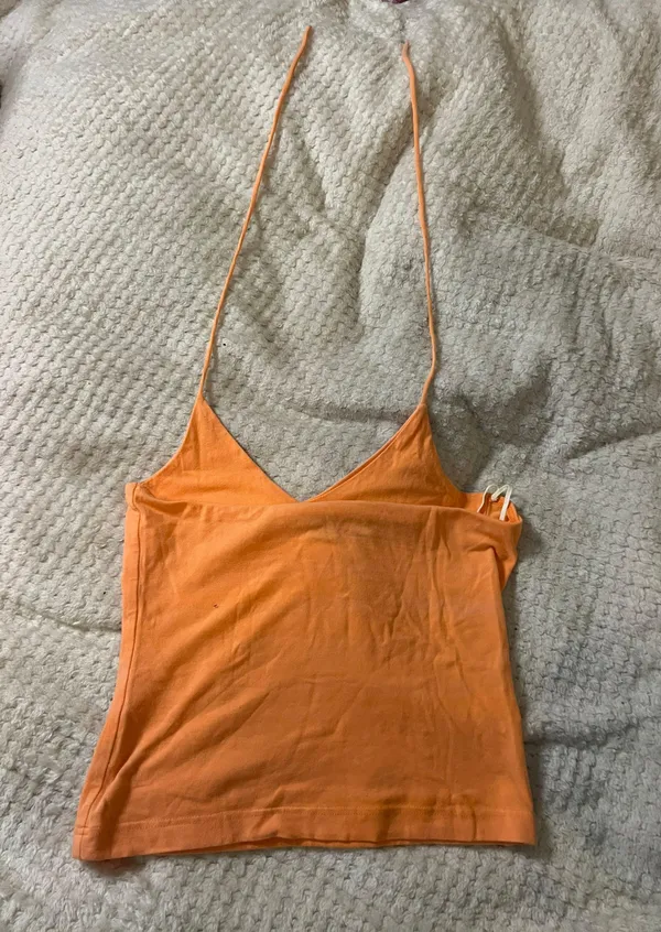 BP . Medium Neon Orange Spaghetti Strap Halter Top - Image 2