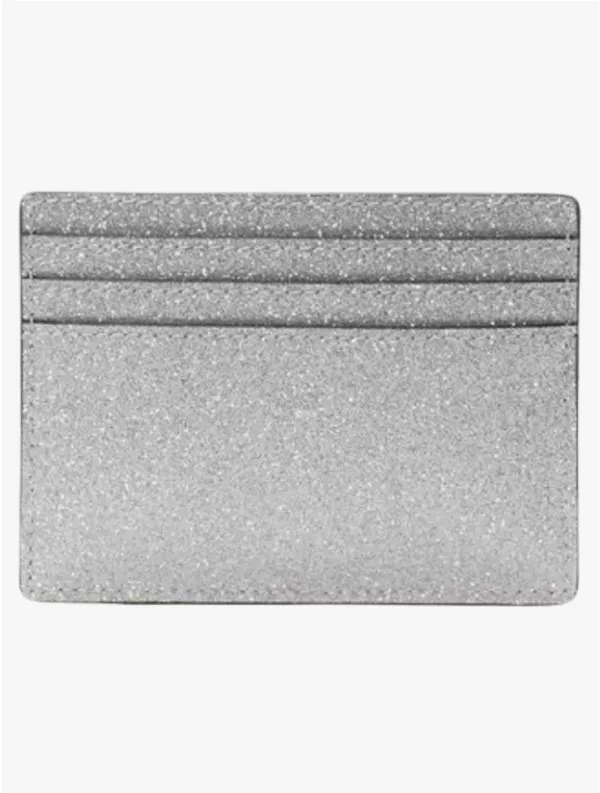 Kate Spade Silver Glitter Slim Card Holder Silver Lunar Light NWT - Image 6