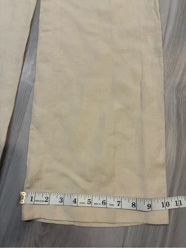 55% linen Calvin Klein Light Beige High-Waist‎ Trousers - Image 2