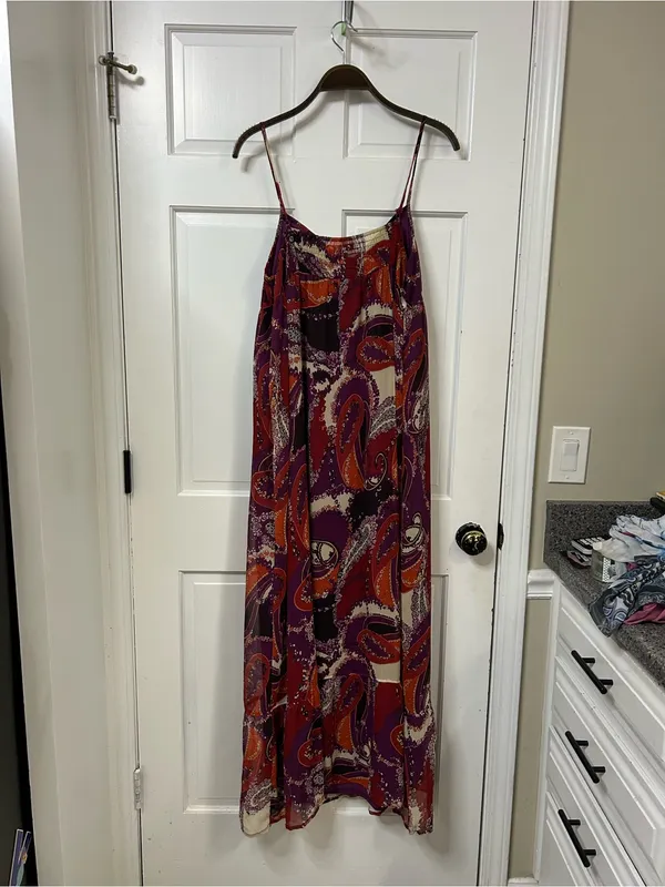 Apt. 9 Purple and Orange Paisley Spaghetti-Strap Maxi Dress - Image 3