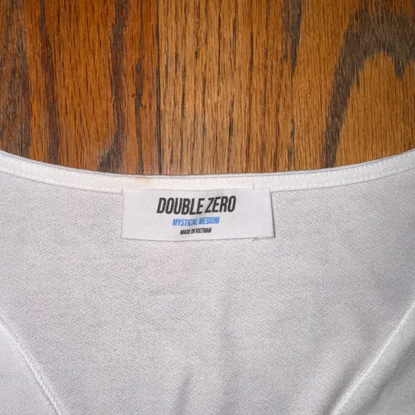 double zero white long sleeve faux wrap top - Image 3