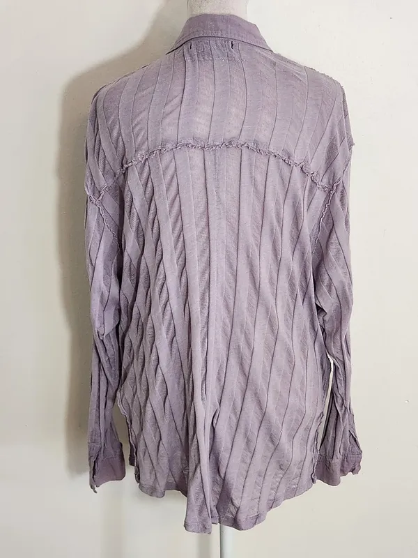 We The Free Light Purple Tonal Stripe Shirt Size Small - Image 4