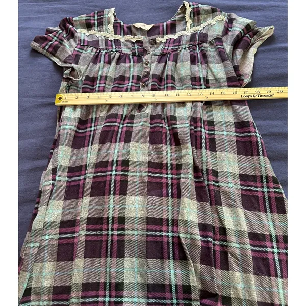 Secret Treasures Womens Purple Plaid Lace Trim Nightgown Sleep Dress XL 16-18 - Image 5