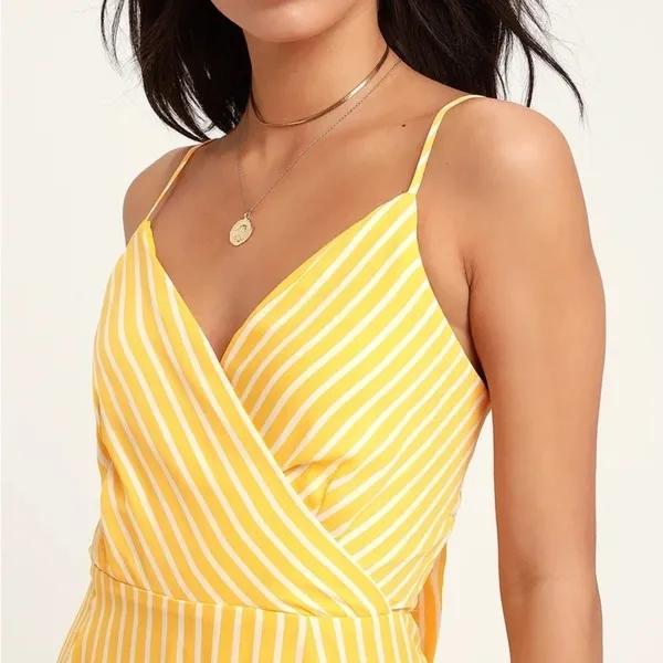 Lulus Jayla‎ Striped Tie-Back Skater Dress in Yellow Size Extra Small - Image 3