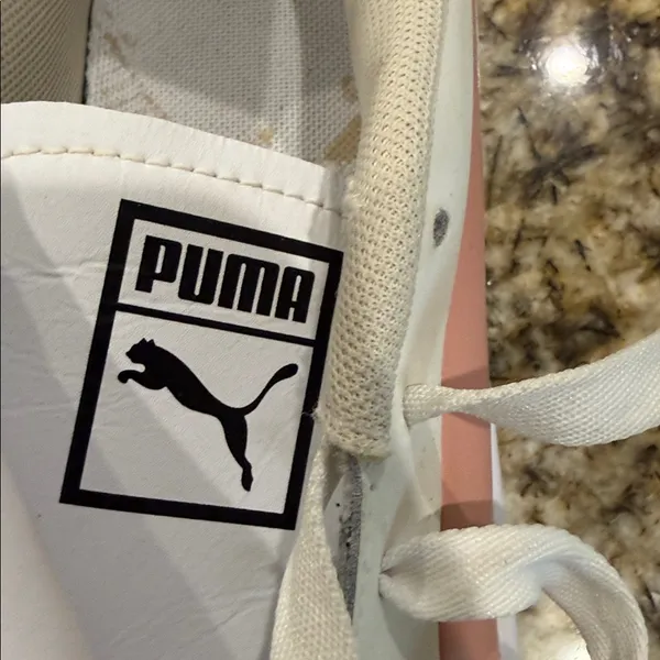 Puma Women's Pink and White Sneakers - Image 2