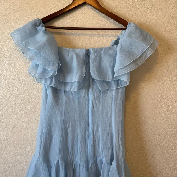 Aveloria Light Blue Ruffle Tiered Midi Dress Size Small - Image 3