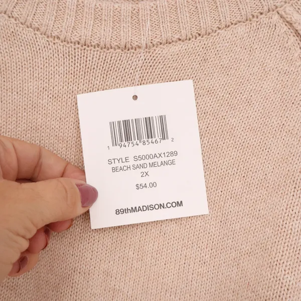 89th + Madison Sweater Womens 2X Beach Sand Melange Cotton New - Image 4