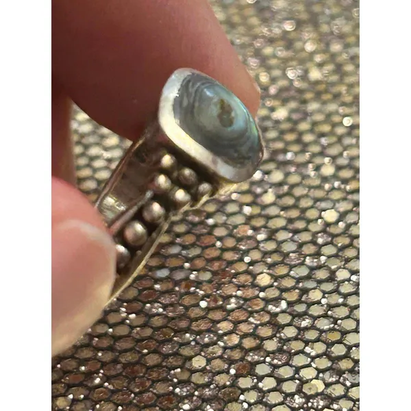 925 sterling silver ring band size 8 g32 2.92g Mather of pearl - Image 7