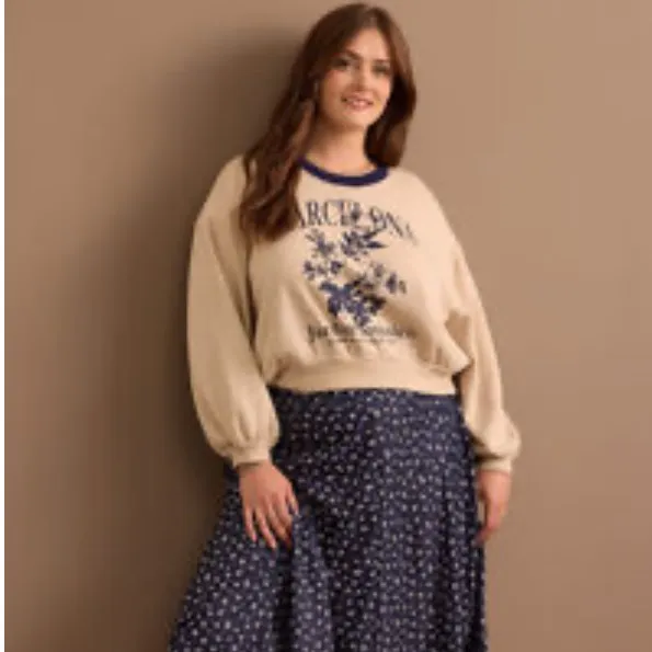 Arula Barcelona Floral Crop Sweatshirt NWT 1X - Image 2