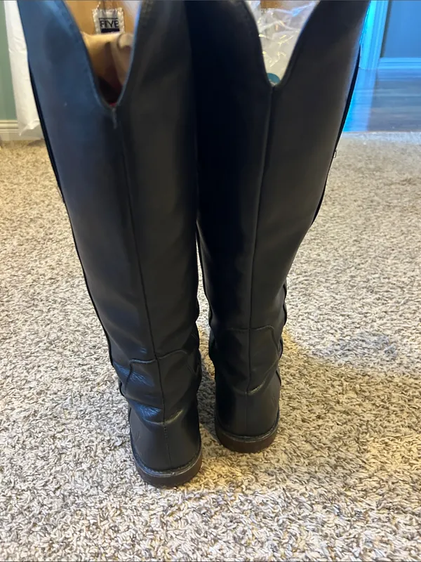 FRYE genuine leather tall black riding boots western ladies size 8.5 B Paige - Image 7