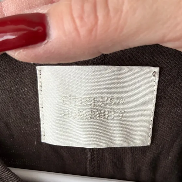 CITIZENS OF HUMANITY Brown Long Sleeve Cotton Henley ~ Women's Size XL - Image 4