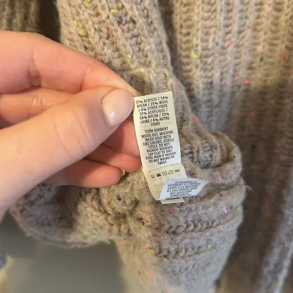 Aerie Hooded Knit Sweater Small Wool - Image 5