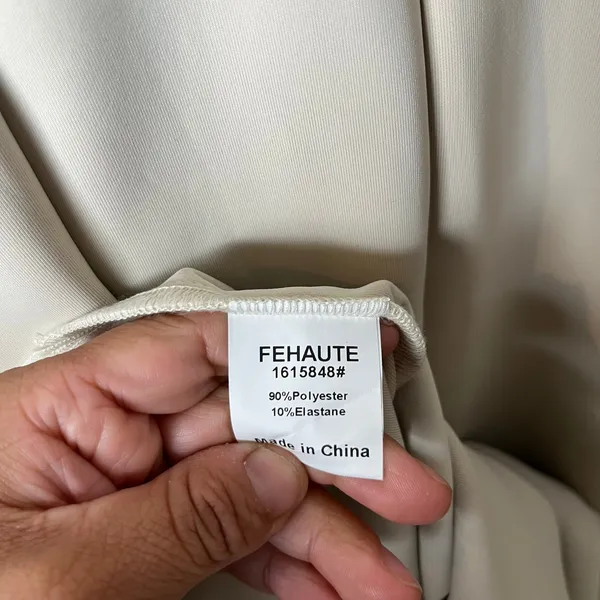 Fehaute‎ Sophisticated Beige Midi Dress Sleeveless Wrap Front Draped Bow MED New - Image 3