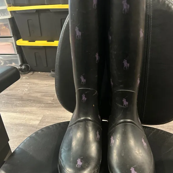 Polo by Ralph Lauren Black Boots with Purple Accents - Image 3