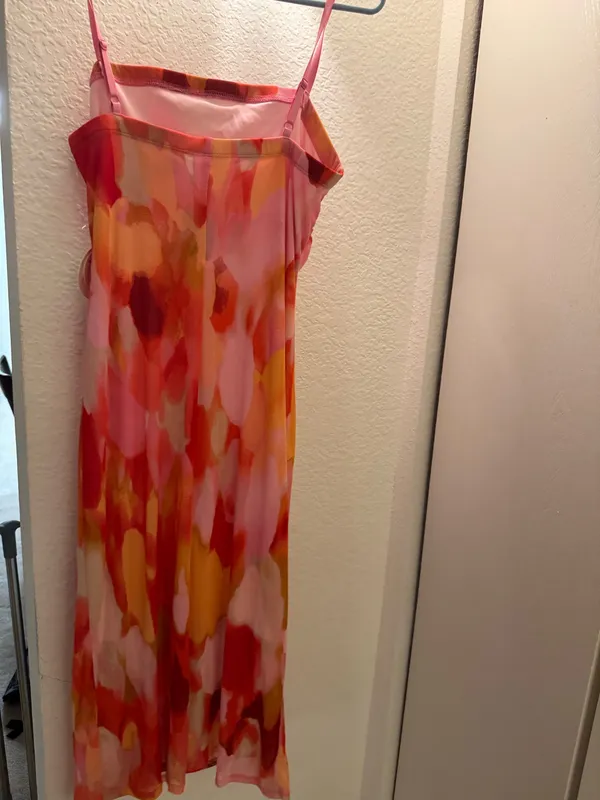 Red Orange Pink Body Con Dress - Image 3