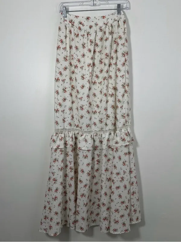 Princess Polly White Floral Tiered Maxi Skirt - Floral Print - Image 2