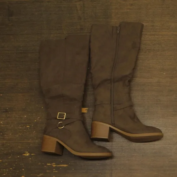 NEW Style & Co. Womens Uticaa Belt Heel Boots Dark Taupe Microsuede Brown 7M - Image 5
