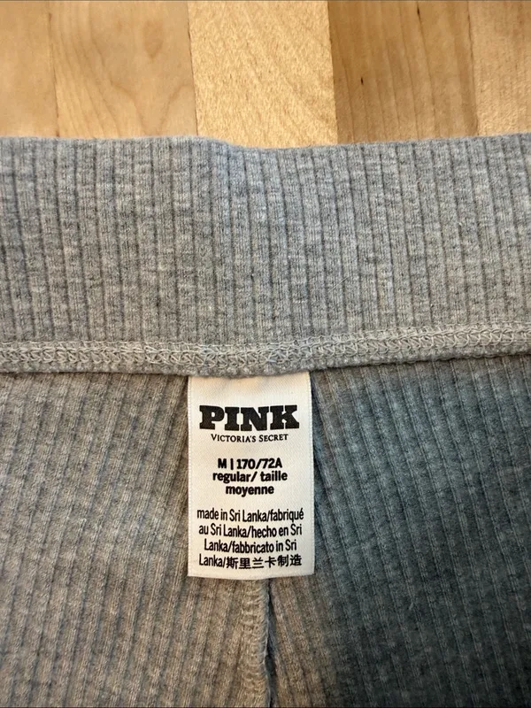 Pink Victoria's Secret Mid-Rise Rib Knit Gray Heather Flare Legging Pant, M - Image 5