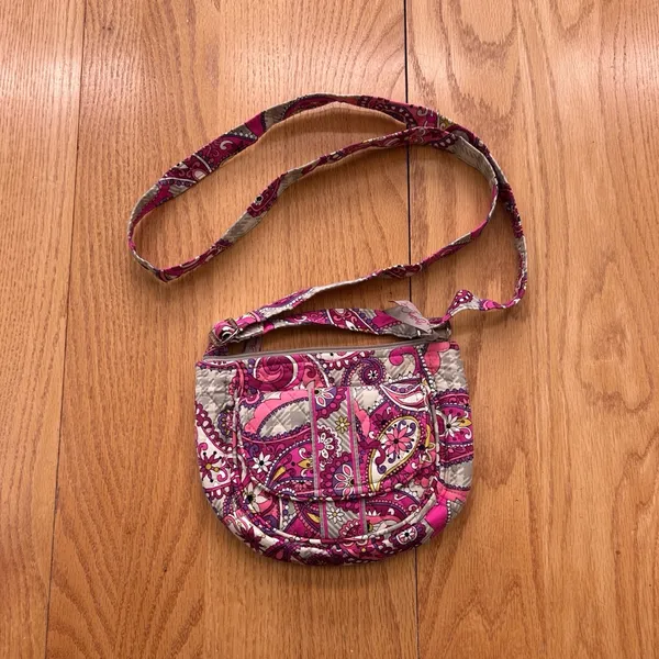 Vera Bradley Very‎ Berry Pink Gray Paisley Hipster Shoulder Crossbody Bag Purse - Image 2