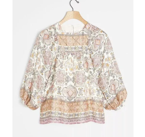 Anthropologie Flora Silk Blouse Size Small $158 - Image 2