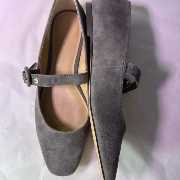 Ann Taylor Factory Gray Suede Flats with Buckle - Image 13