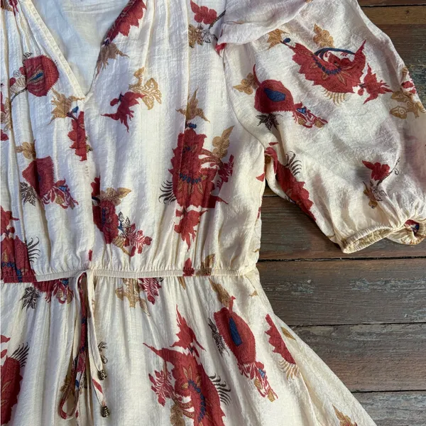 Fate Floral Ruffle Shoulder Puff Sleeve Tiered Midi Dress Size M 🧡🍄 - Image 10