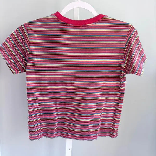 Gap Multicolor Striped Baby Tee Y2K 90s Crop Top Women's XS - Image 3