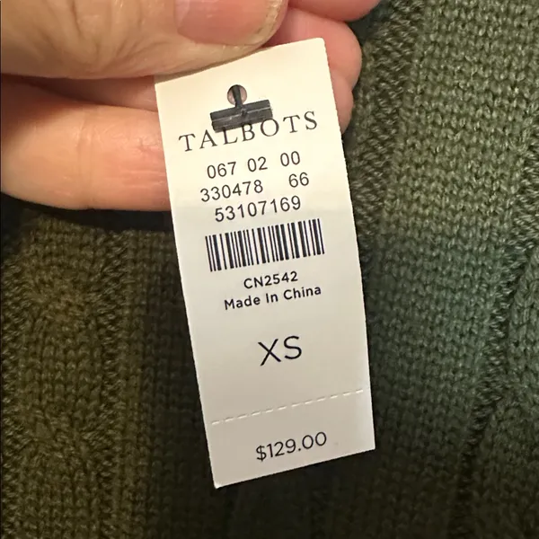 Talbots Cable‎ Knit Cowl Neck Poncho Olive Green Size XS NWT - Image 6
