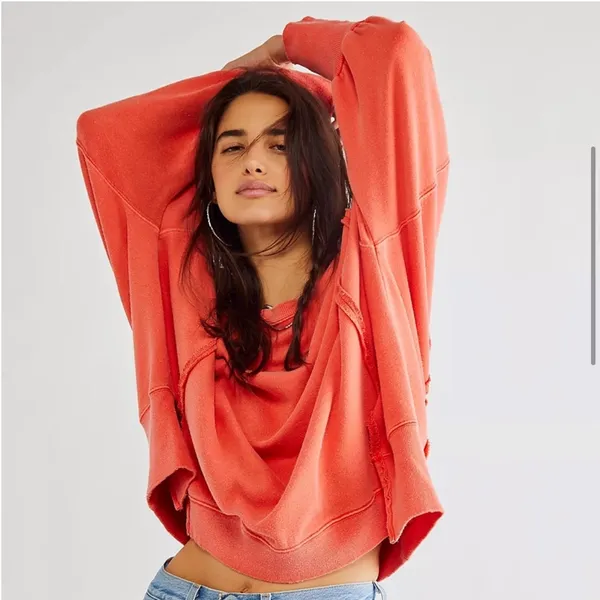 Free People We The Free Camden sweatshirt in Scarlet Sun - Image 2