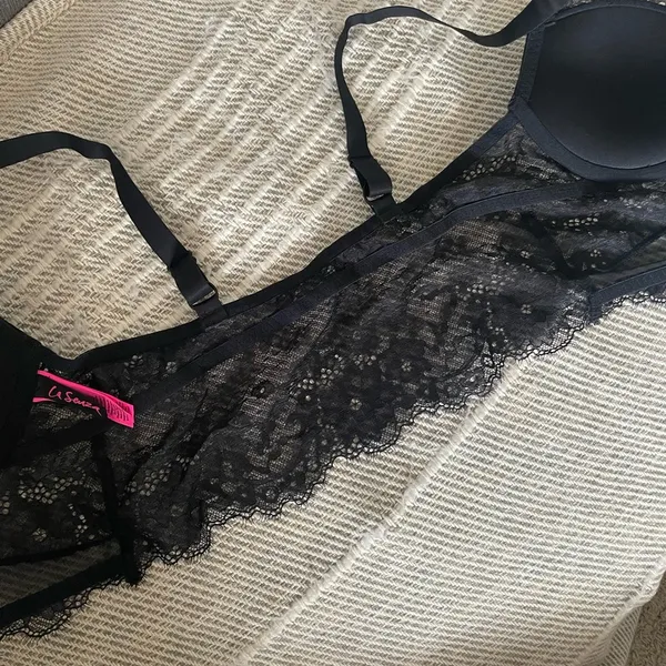 La Senza black delicate lace push up corset top bra with zipper / Size S - Image 5