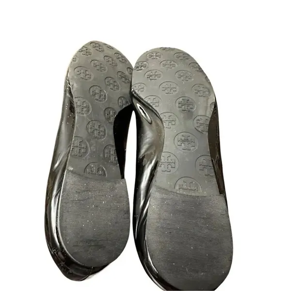 Torry Burch Patent Flat Ballet Black Leather Shoes Size 9Mp - Image 11