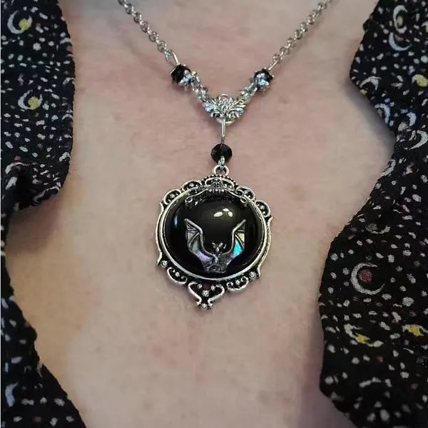 Gothic Bat Silver Plated‎ Pendant Necklace Faux Fashion Jewelry - Image 9