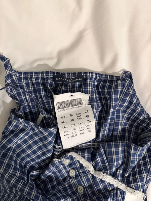 Brandy Melville Blue Plaid Gingham Smocked Tank - Image 4