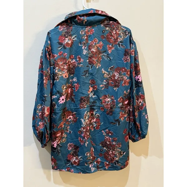 Joyfolie Womans Mia Joy Green‎ Floral Bomber Jacket windbreaker Size XS - Image 3