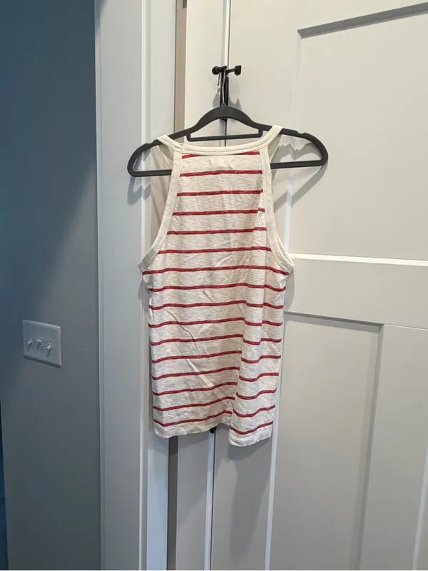 Madewell White Tank Top with Red Stripes - Image 2