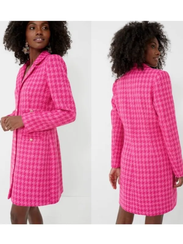 Pomander Place Magenta Tweed Stacie Houndstooth Pink Dress Tuckernuck Small S * - Image 9